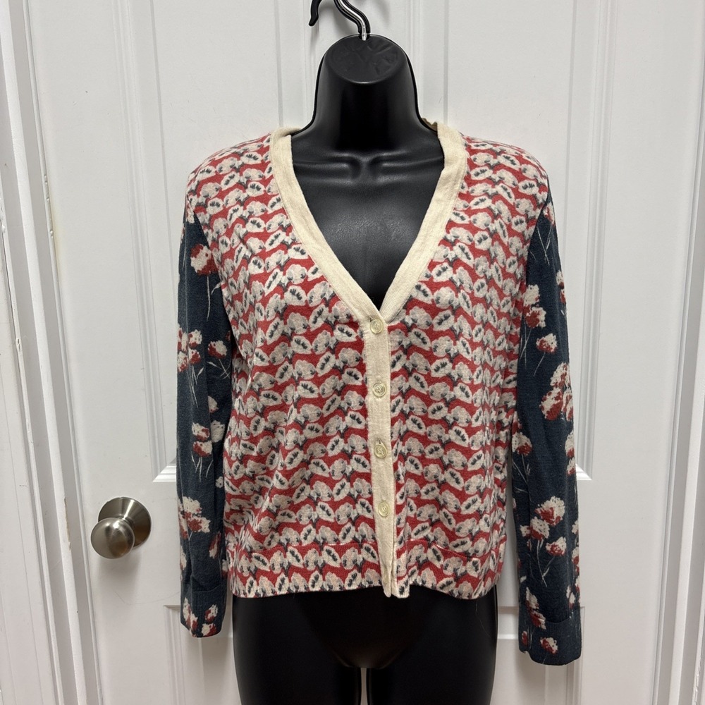 Tory Burch Button-Front Merino Wool Cardigan Sweater Button‎ Down Sz Large